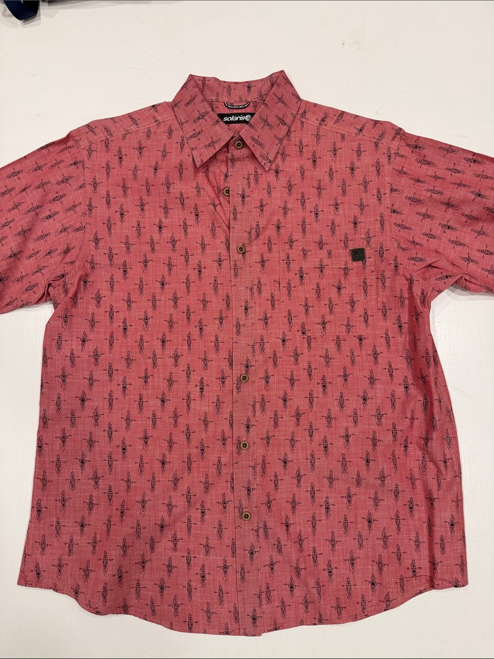 Solaris Red Short-Sleeve Printed Button-Down Shirt